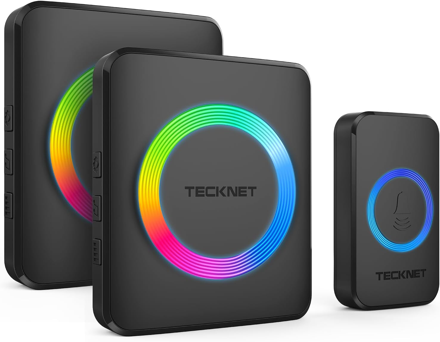 Wireless Doorbell, Door Bell 0-120Db, 1300 Ft Wireless Range, IP65 Waterproof Classroom Doorbells, 60 Chimes & 5 Volume Levels, RGB Light for Home Kid Room Office Hearing Impaired, Black