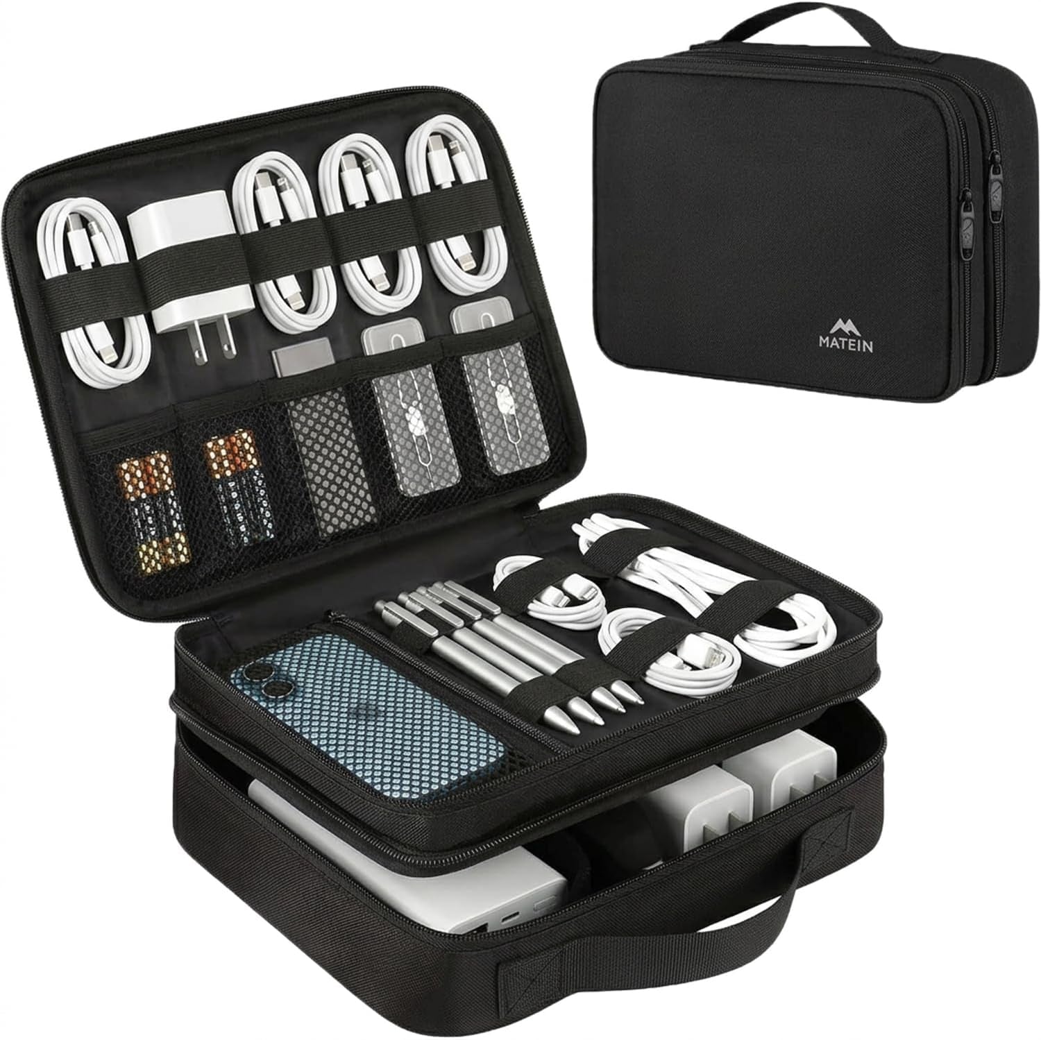 Electronics Organizer Travel Case, Cable Organizer Bag, Black