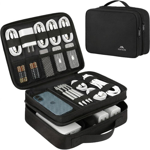 Electronics Organizer Travel Case, Cable Organizer Bag, Black