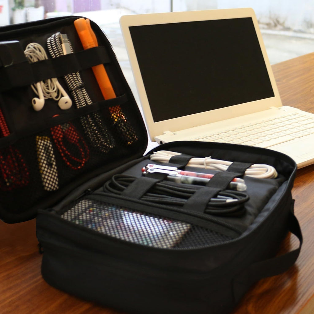 Electronics Organizer Travel Case, Cable Organizer Bag, Black